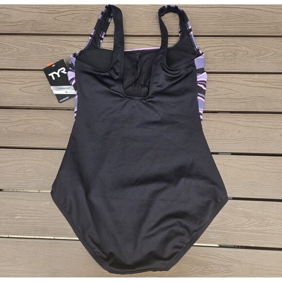 TYR Delray Straight Neck Control Fit Pink/black 1 Piece Bathing Suit Sz 8 NWT - Picture 2 of 3